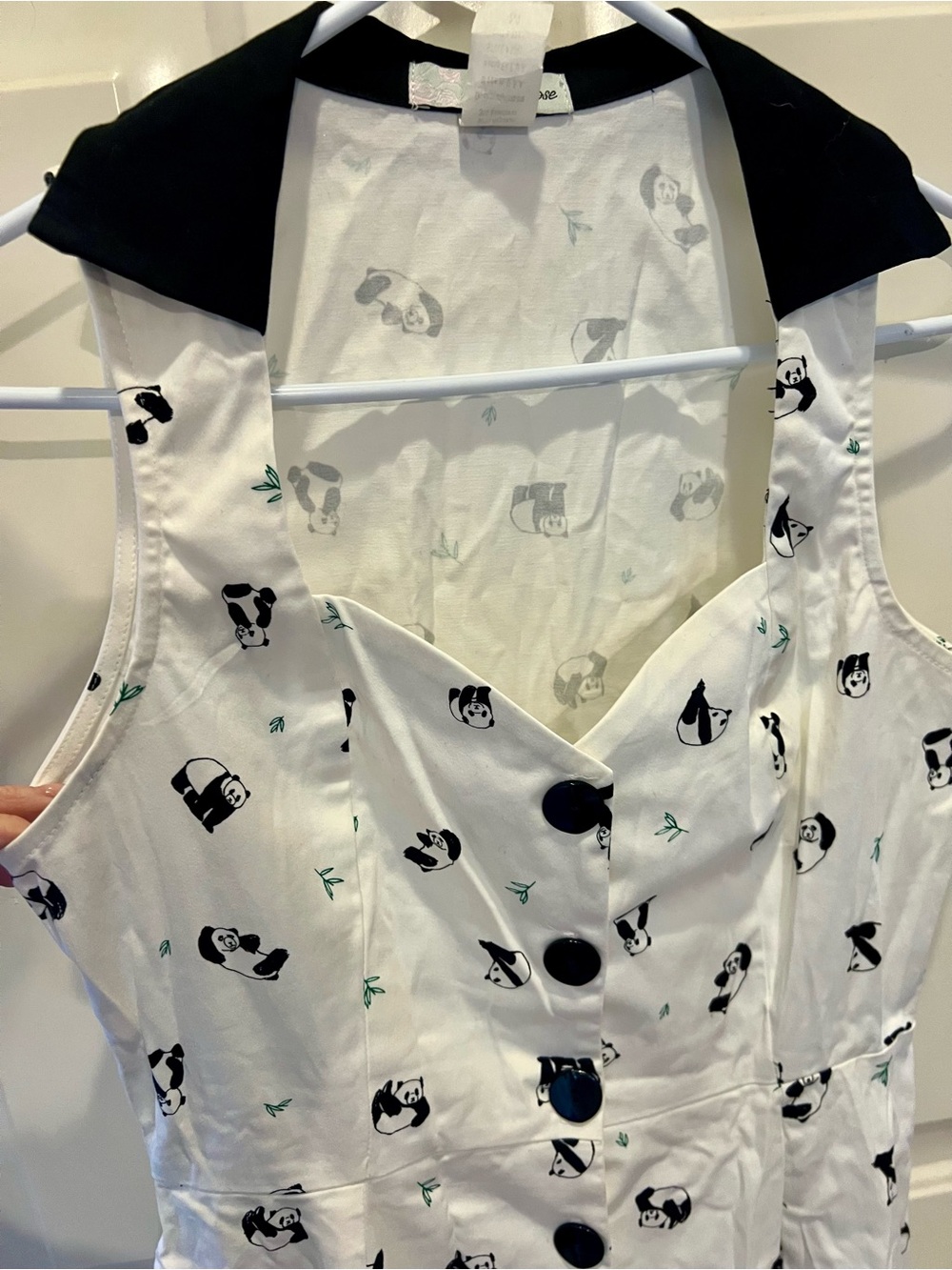 Eva Rose Panda Print Button-Front White Dress